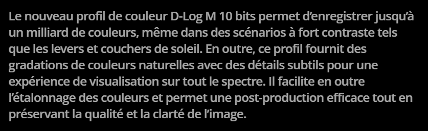 dji mavic 3 pro profil colorimetrique d log m 10 bits